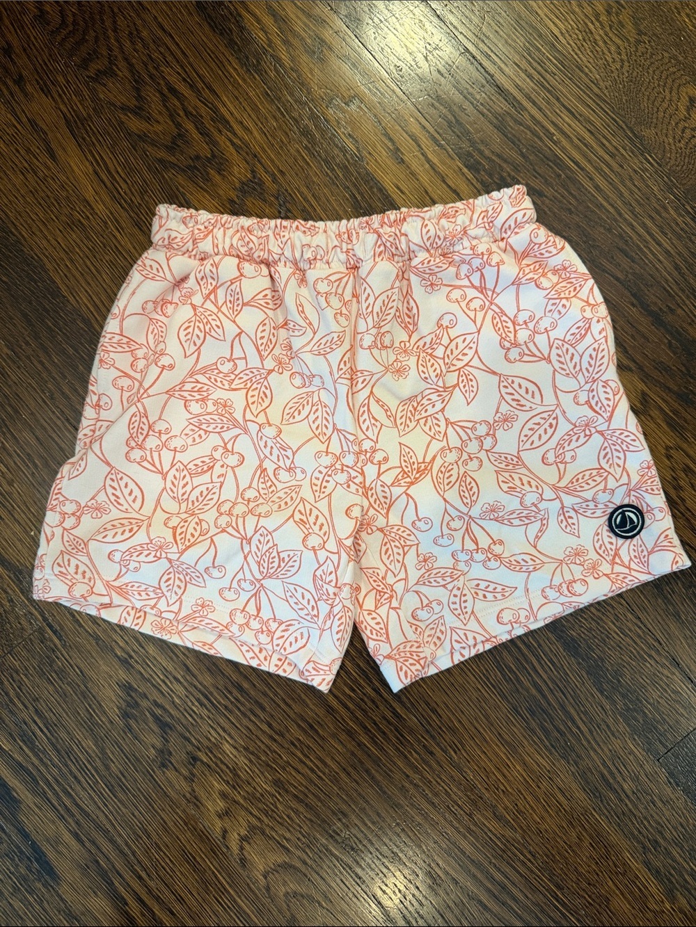 NWOT Petit Bateau White Shorts with Red Cherry and Botanical Print